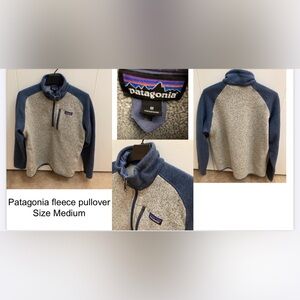 Patagonia Men's Zip Up Blue and Gray Sweater
